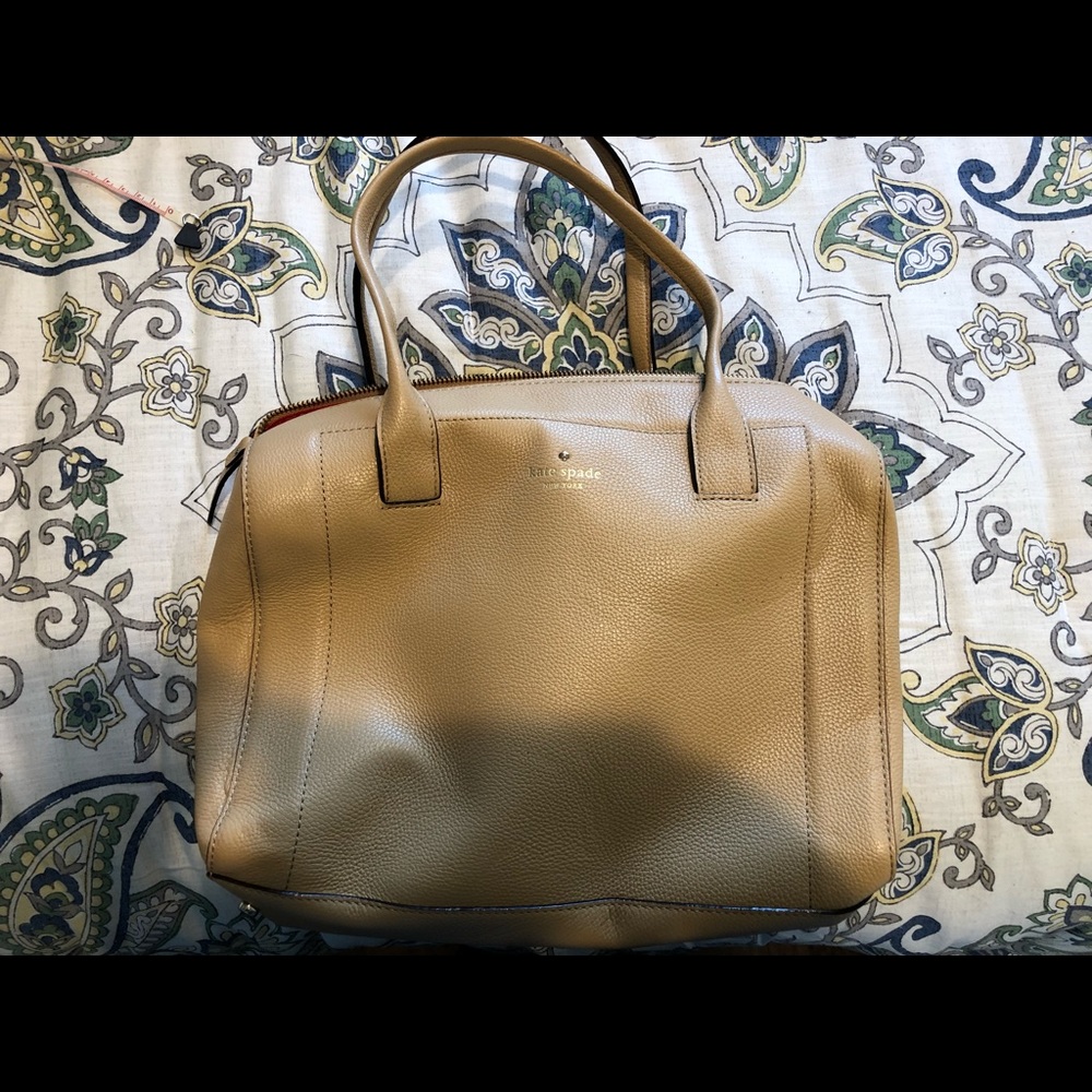 Kate Spade Taupe Leather Bowling Bag